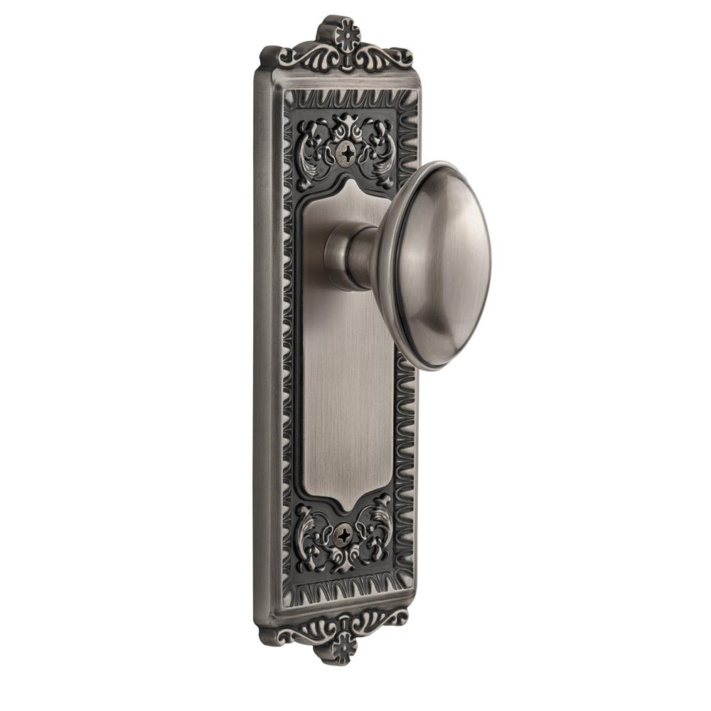 Grandeur by Nostalgic Warehouse WINEDN Privacy Knob - Windsor Plate with Eden Prairie Knob in Antique Pewter